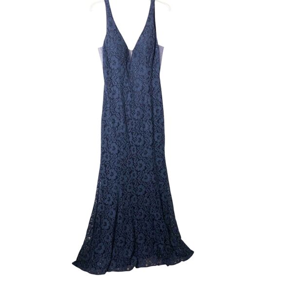 Abby Paris Dresses & Skirts - Abby Paris NWT Navy Stretch Lace Sparkle Lucci Sleeveless Formal Prom Gown 14